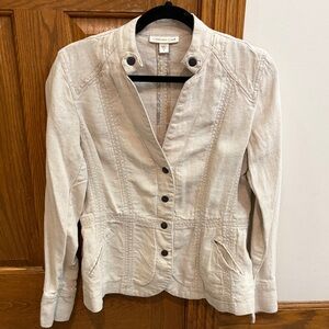 Coldwater  Creek Women's Beige Linen Snap Front Jacket Size 8 Coastal Grandma